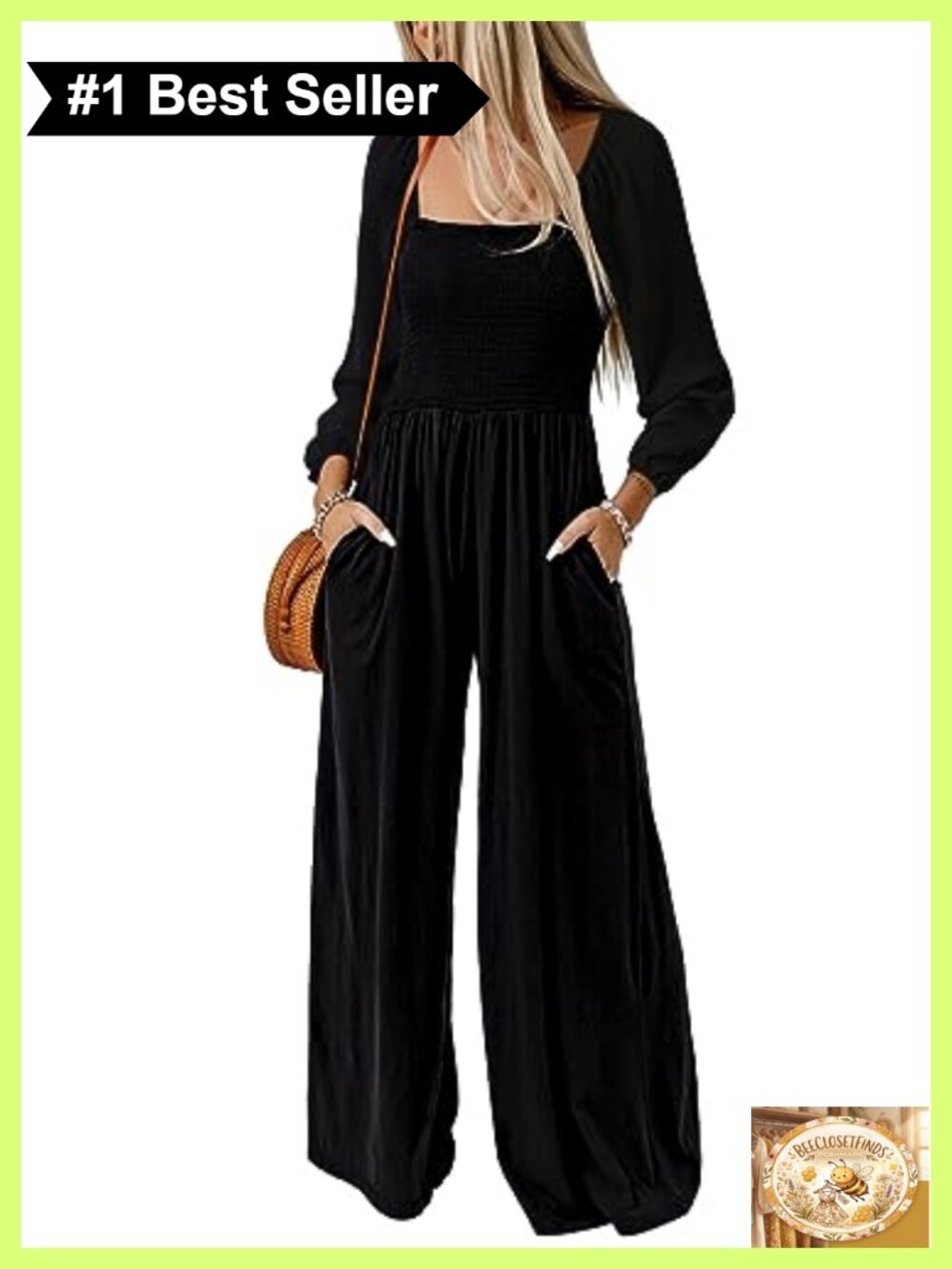 Women's Long Sleeve Wide Leg Jumpsuit One Piece Romper with Pockets Loose Fit